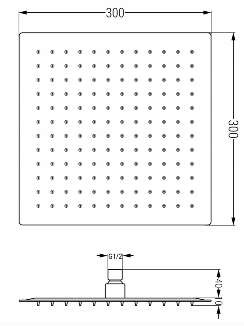 Mexen Slim deszczownica 30 x 30 cm, czarna - 79130-70
