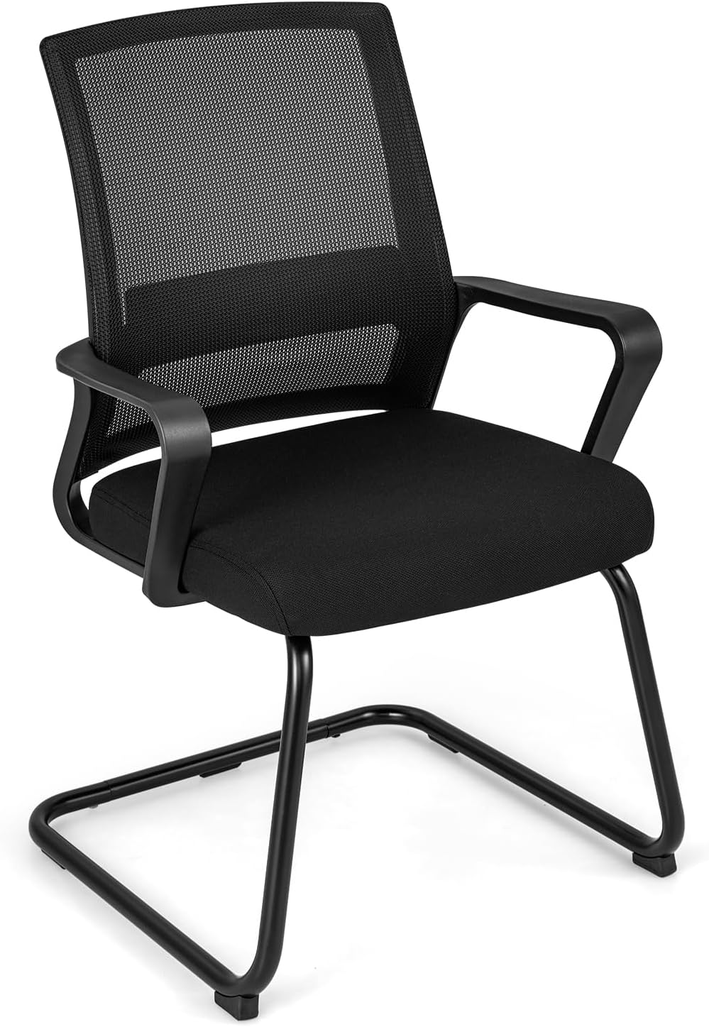 Krzesło Biurowe z Siatki, Krzesło Konferencyjne z Podparciem Lędźwiowym i Ergonomicznym Oparciem, Metalowa Rama z Podstawą Typu Sanki