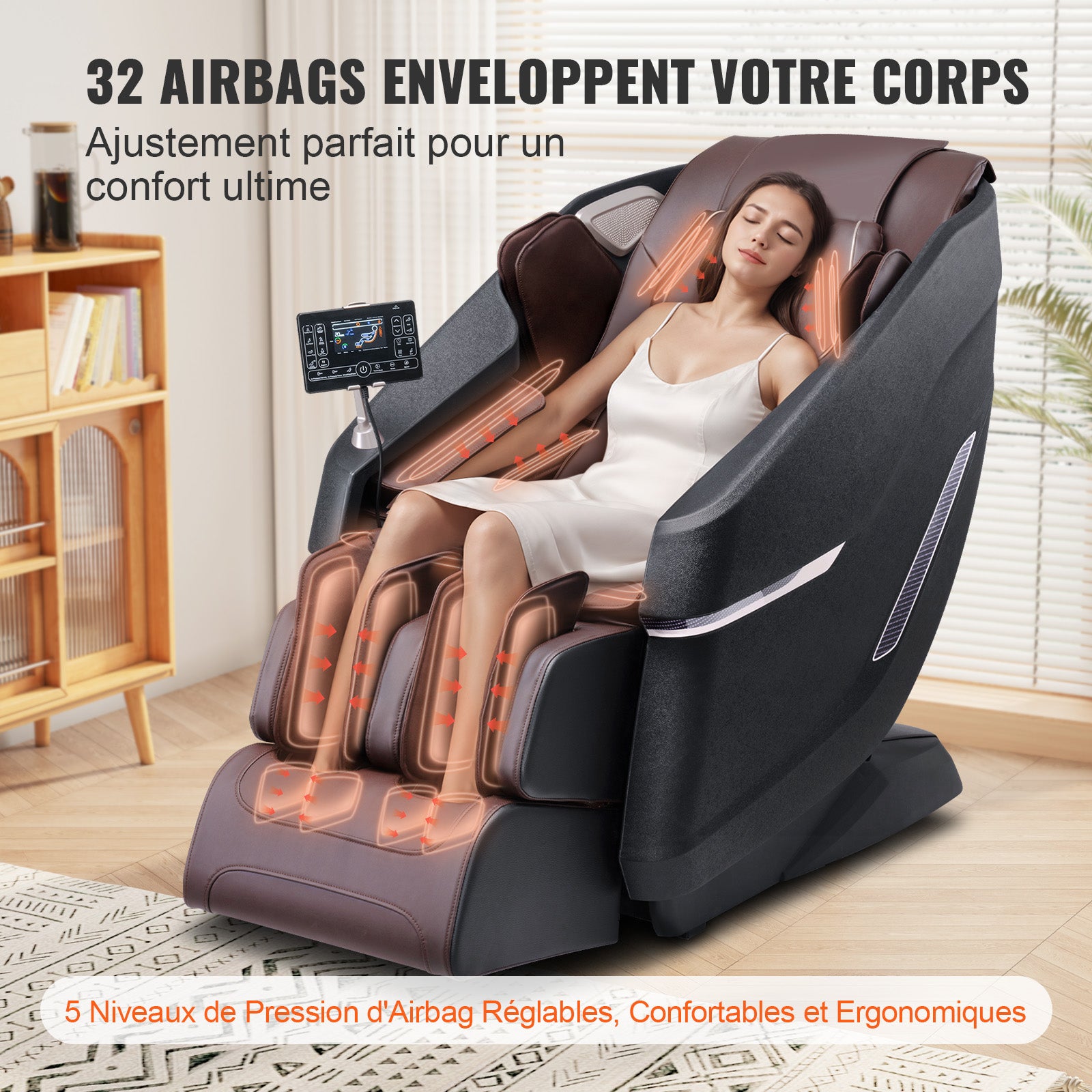 Fauteuil de massage 3D Shiatsu SL Rail Zero Gravity 10-18 modes Chauffage Haut-parleur Bluetooth 160 kg SucceBuy - 4