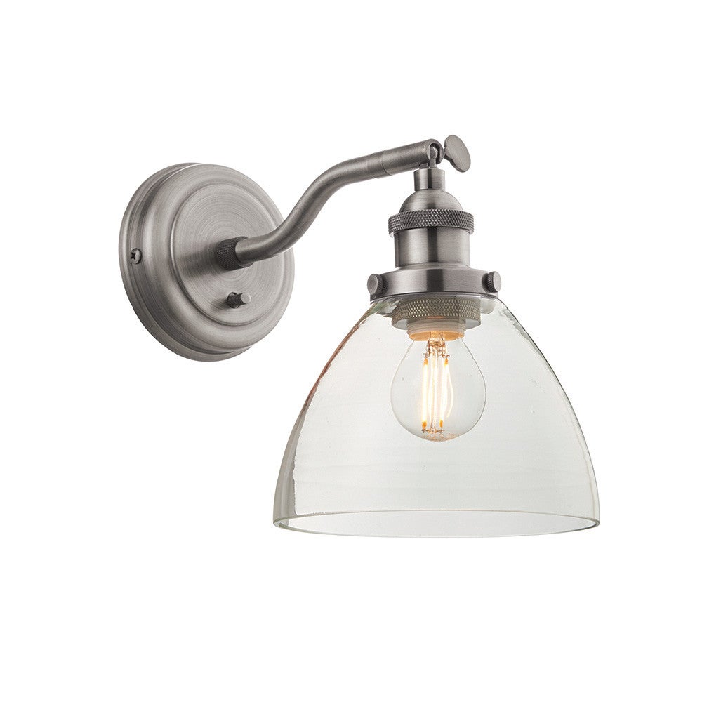 Kinkiet z włącznikiem HANSEN srebrny szczotkowany 1xE14x15W metal wym:22x15x27,5cm IP20 Endon