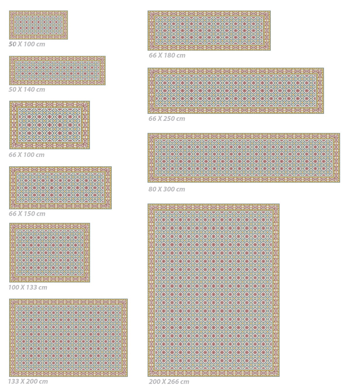 Tapis antidérapant en vinyle Brigitte 50x100 cm - PVC imprimé, lavable, ignifuge, pour le salon ou la cuisine, style hydraulique - 7