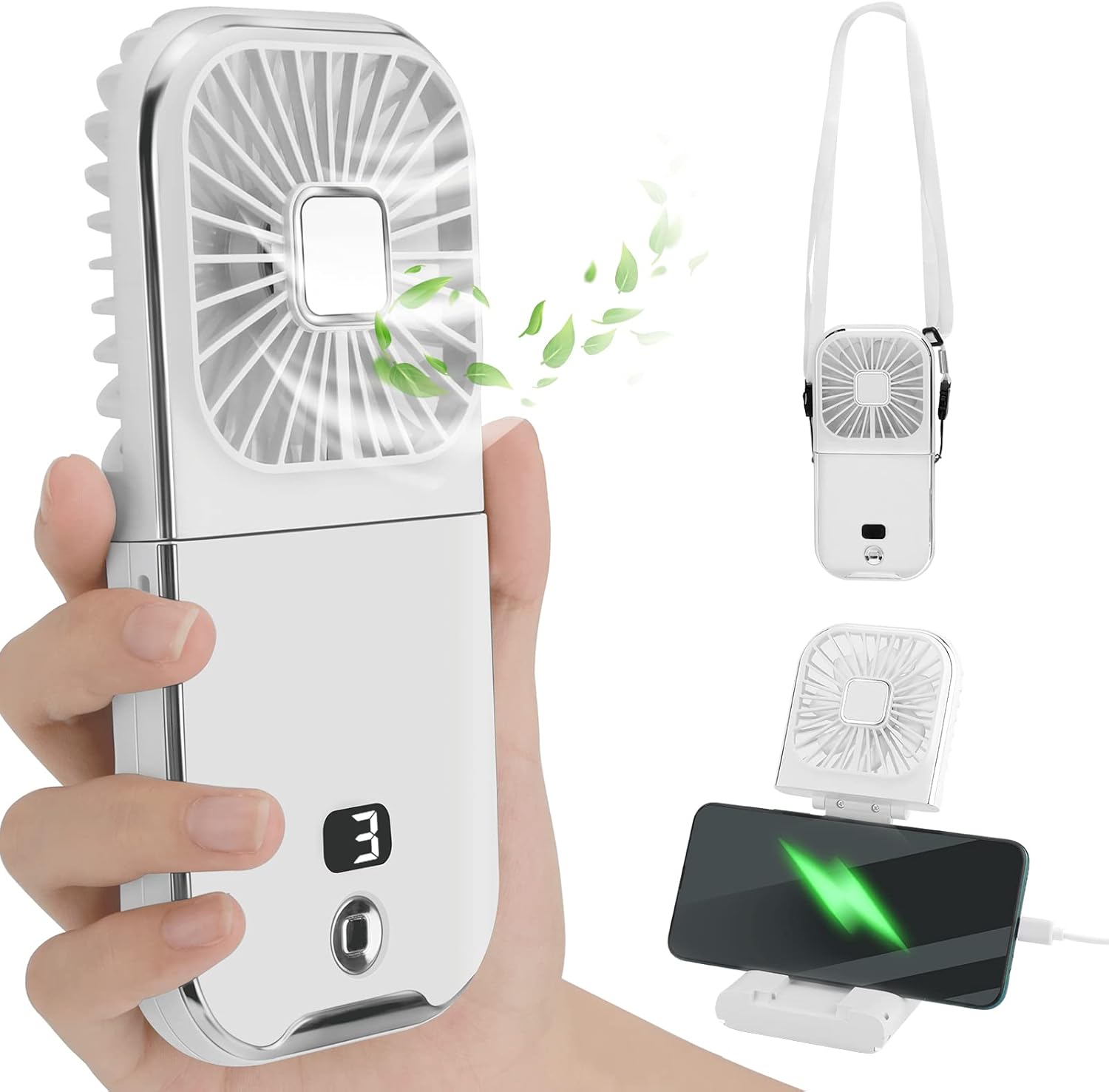 Mini przenośny wentylator ręczny prędkości cichy wentylator USB z możliwością ładowania pod kątem odpowiedni do użytku na zewnątrz i w podróży