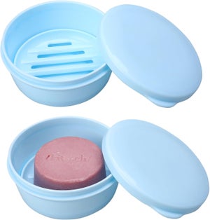 Set di 2 portasapone con coperchio, portasapone da viaggio, portasapone con guarnizione in TPR per doccia, viaggi, escursioni, bagno (grigio e blu) | Leroy Merlin