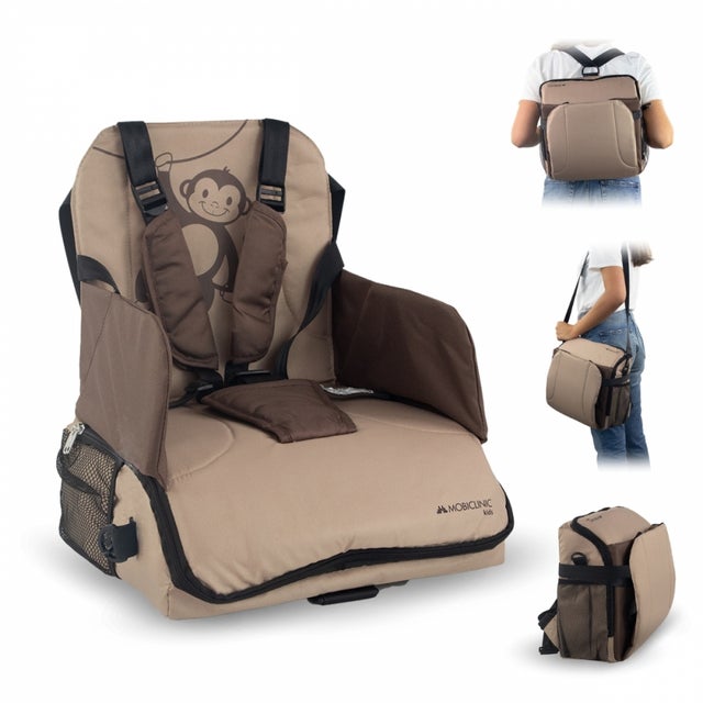 Seggiolone portatile pieghevole in altezza regolabile per la casa e i viaggi, con cinghie per seggiolone da cucina (grigio