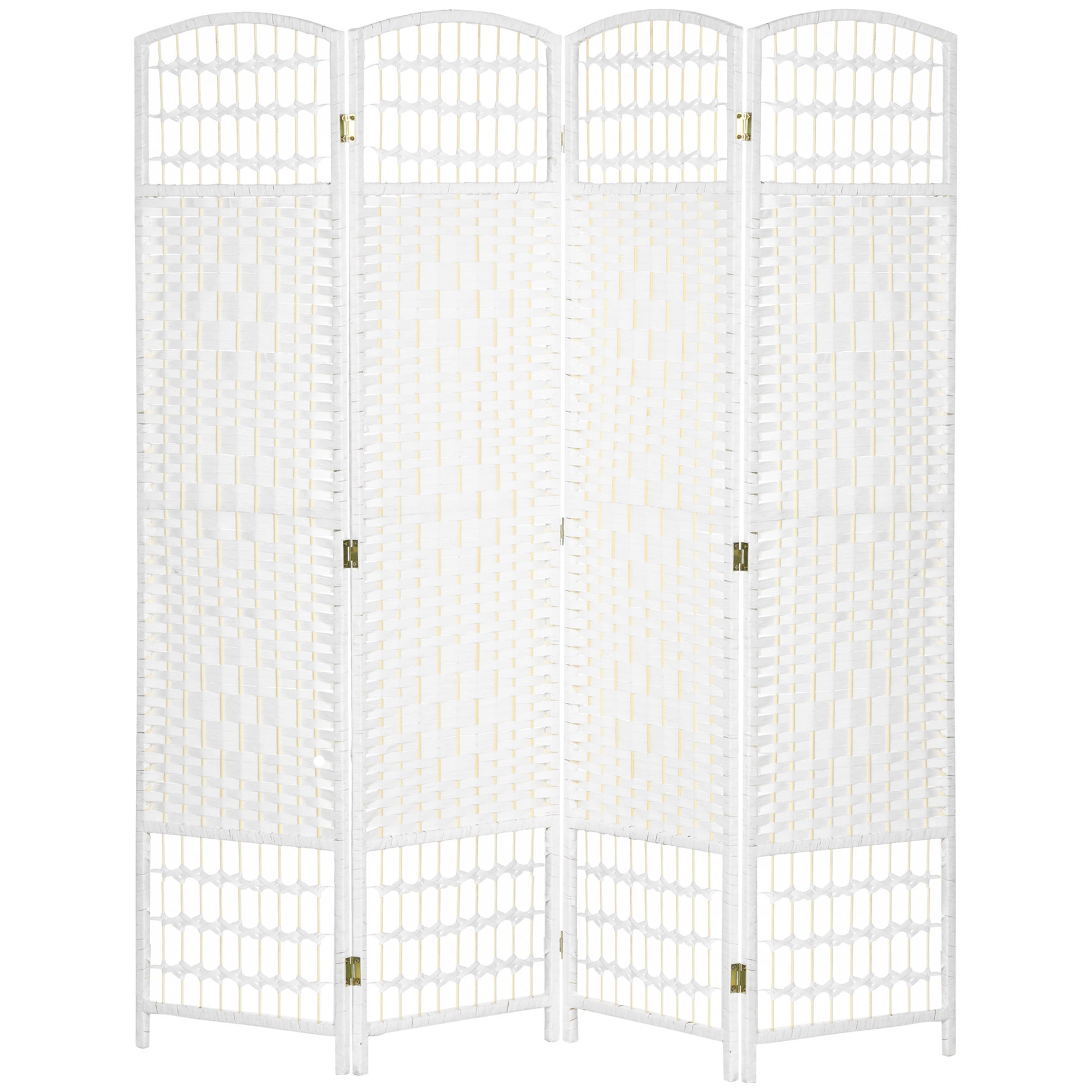 Paravent intérieur bois séparateur pièce cloison pliable 4 panneaux 160x170 cm blanc - 2