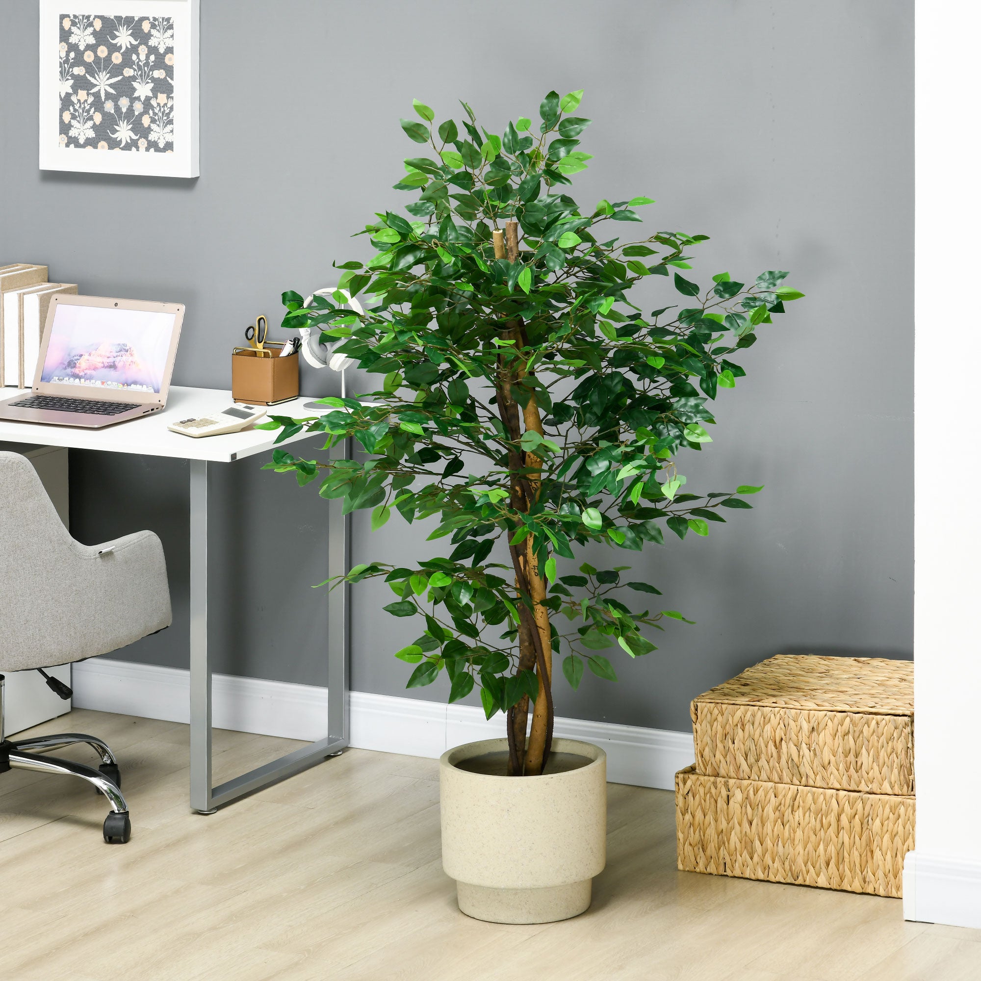 Planta Artificial HOMCOM PEVA Verde 15x15x150 cm - 6