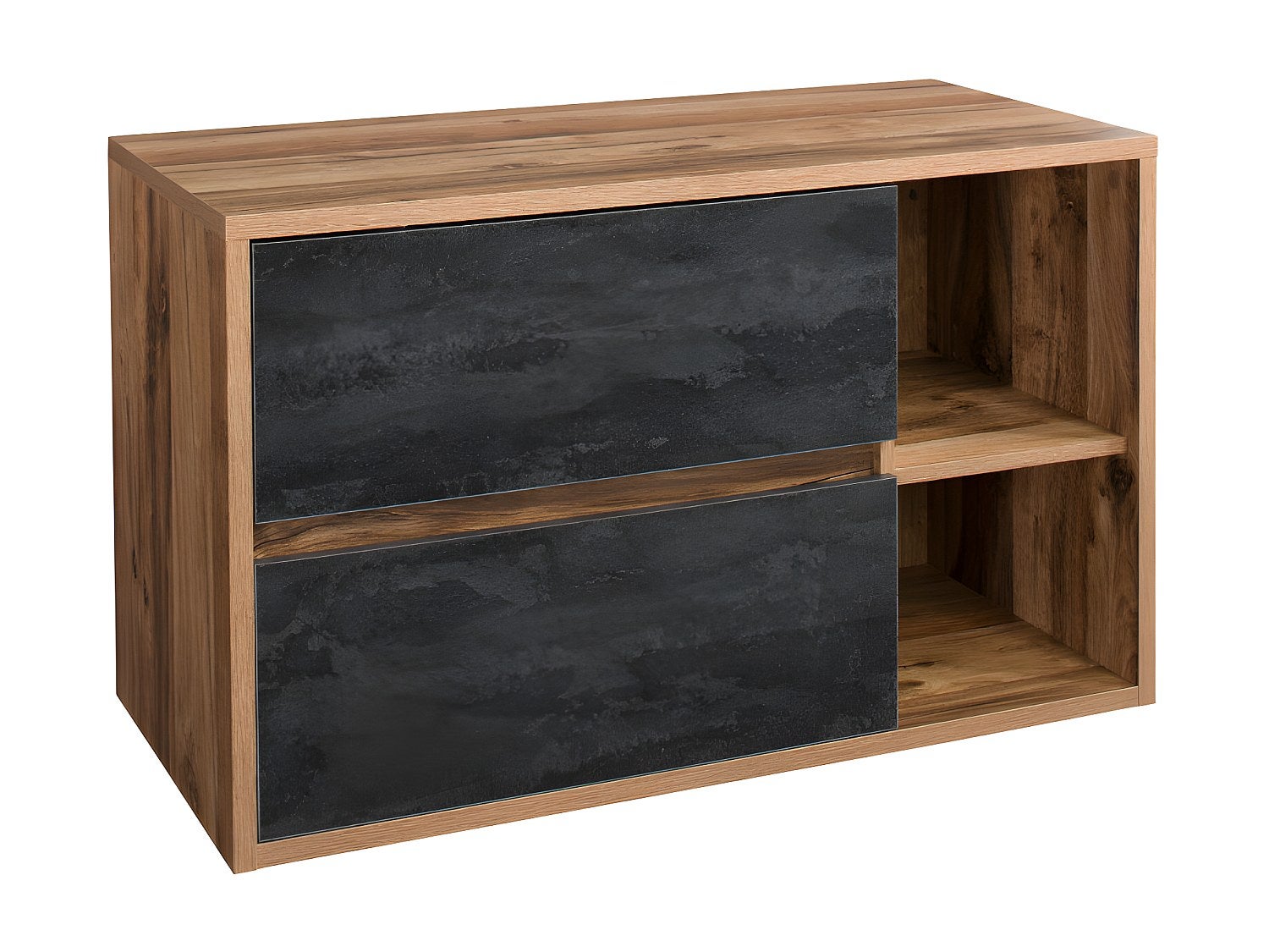 Meuble sous vasque suspendu coloris naturel et anthracite - 100 cm - TIKITIKI - 2