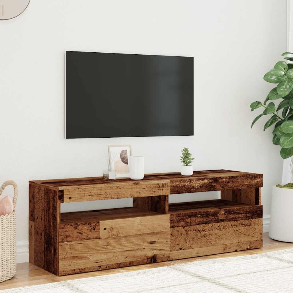 Móvel de TV | Armário de TV com luzes LED derivados de madeira madeira velha CFW46646 - 4