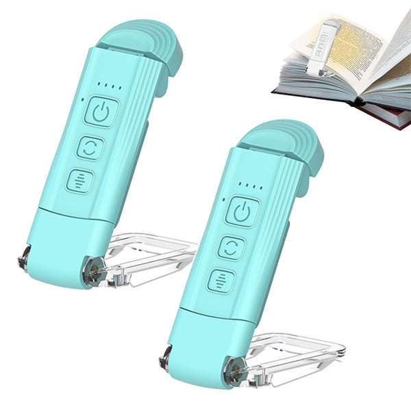 Składana lampka USB z klipsem, lampka do czytania, lampka chroniąca oczy, przenośna, z timerem (niebieska), 2 sztuki