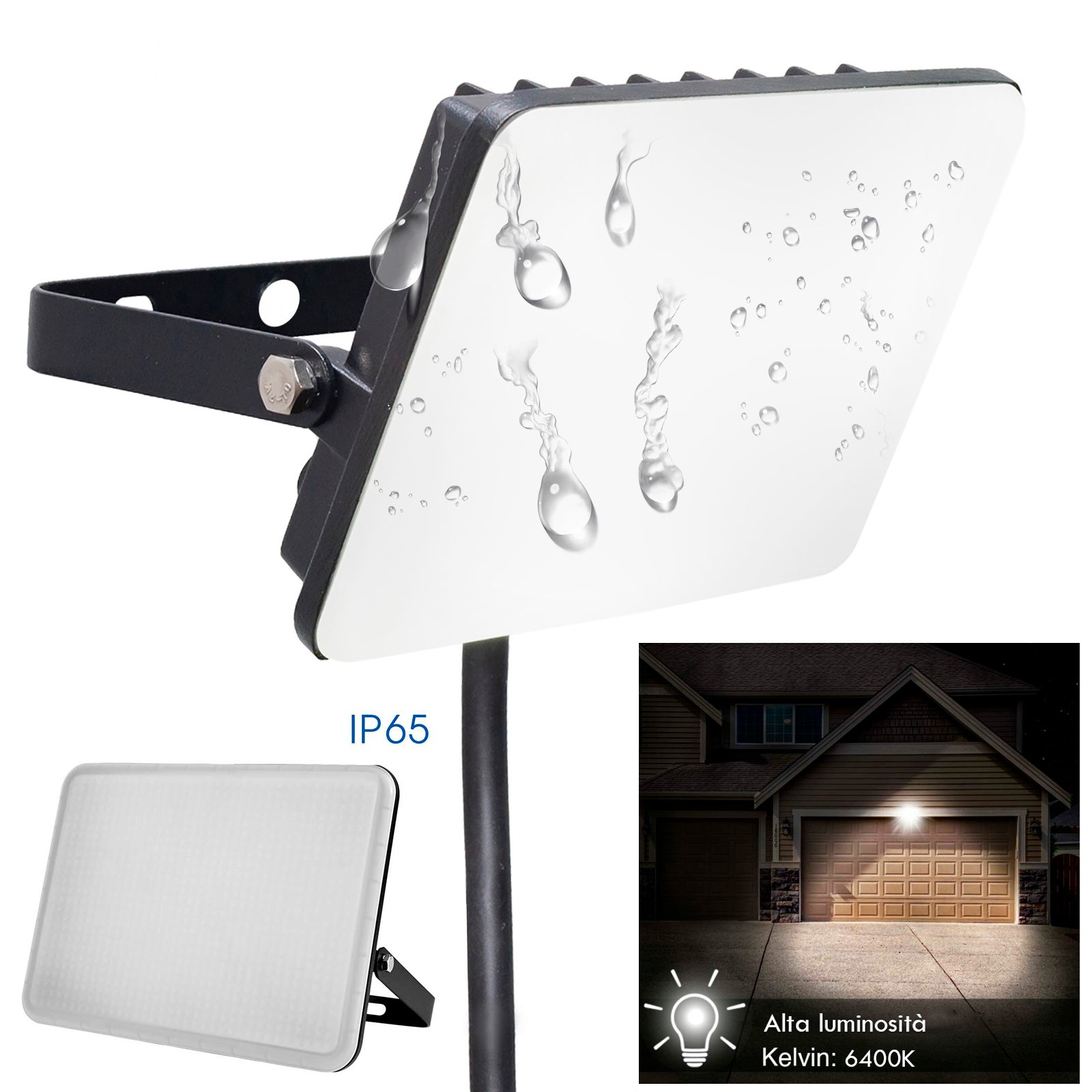 2 Faretti LED Esterni 500W - 50000LM, Impermeabili IP66, Bianco Freddo - Foto 3