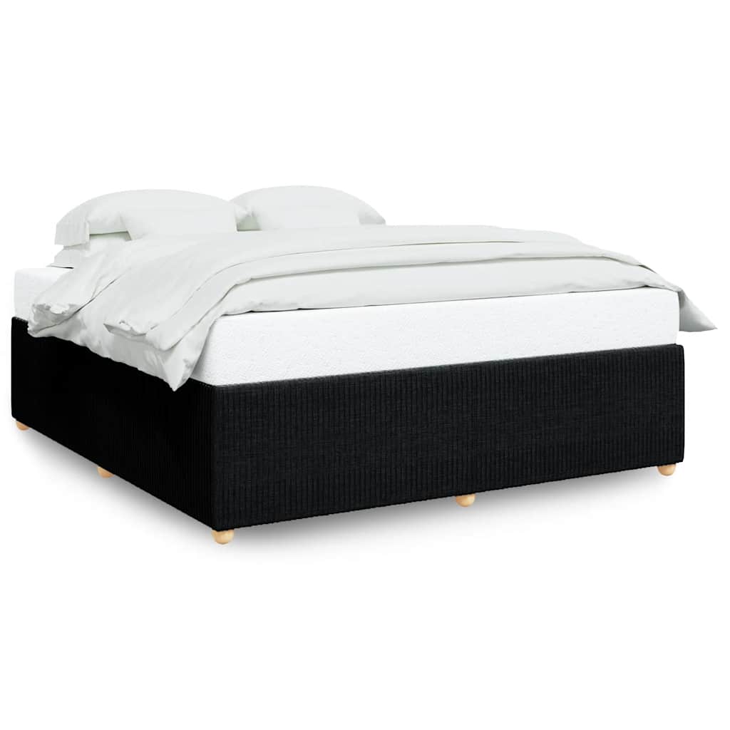 Cadre de lit sans matelas noir 200 x 200 cm tissu - 2