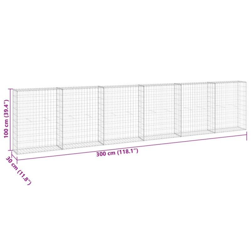 Muro de gaviones con cubiertas acero galvanizado 300x30x100 cm vidaXL - 6