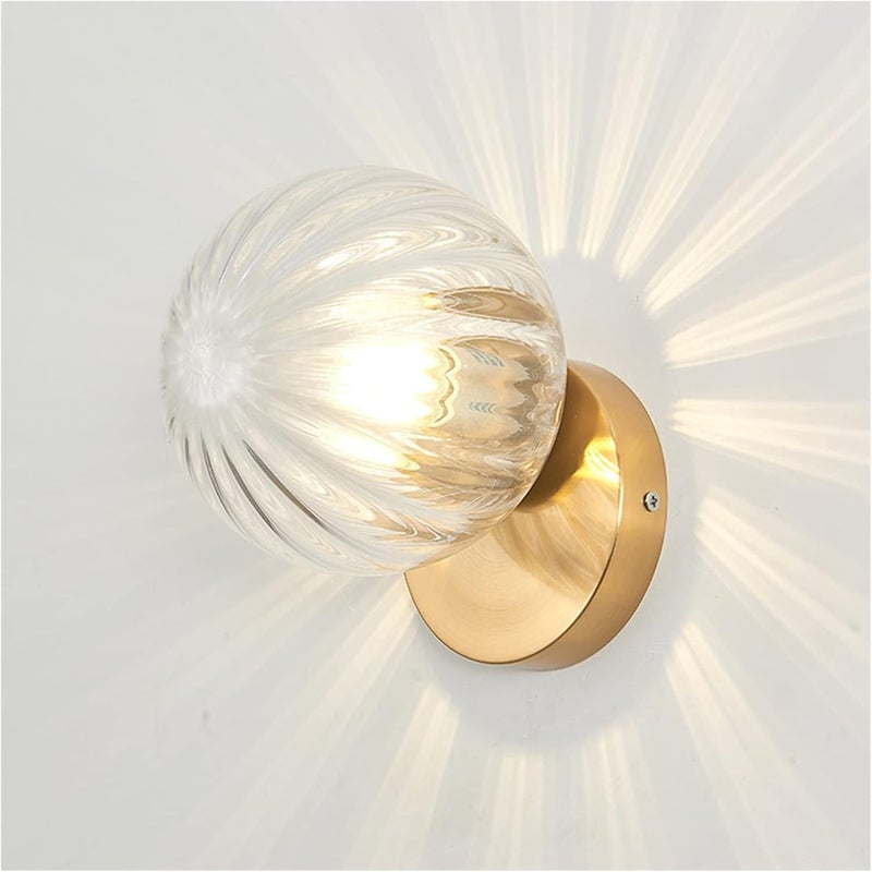 Jasna lampka nocna do sypialni - pasiasta, przezroczysta osłona lampy