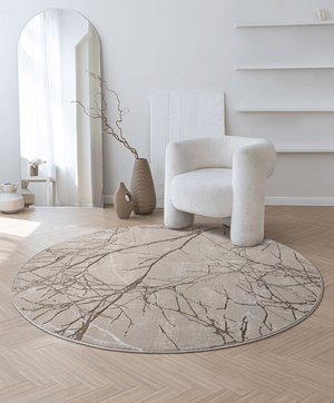 Grand tapis rond moderne abstrait beige pour salon, chambre à coucher, salle de chevet, 200 cm