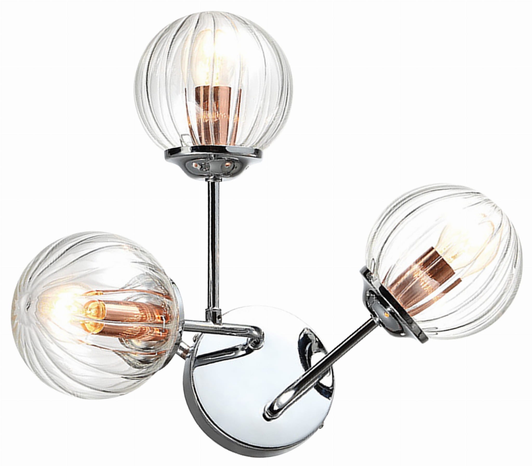 Kinkiet ścienny Best chromowany przezroczysty-miedź 3xE14x40W wym: 30 x 42 x 20 cm szkło IP20 Candellux