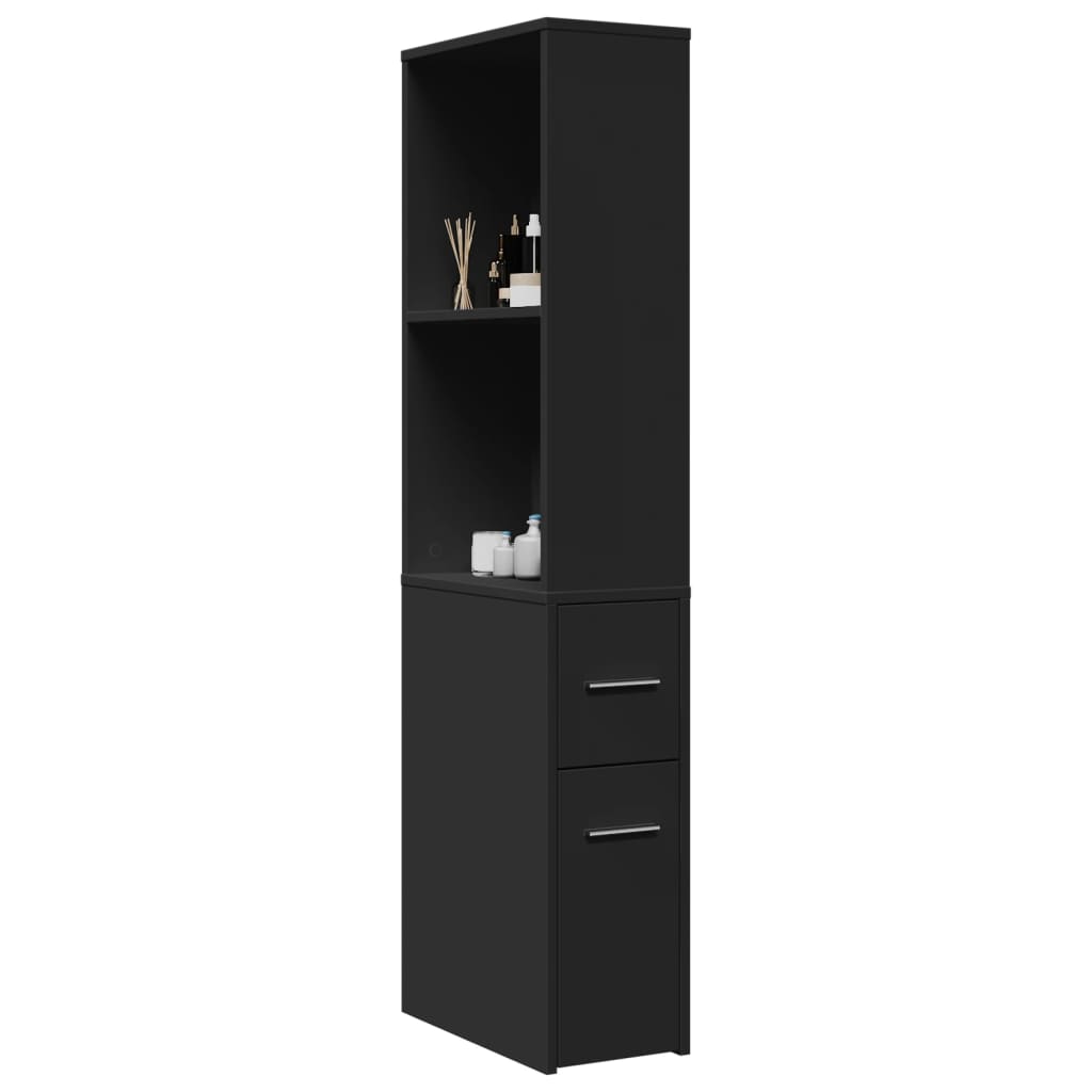 Armoire de salle de bain haute et étroite avec tiroir,porte et étagères Armoire de salle de bain haute et étroite avec tiroir,porte et étagères