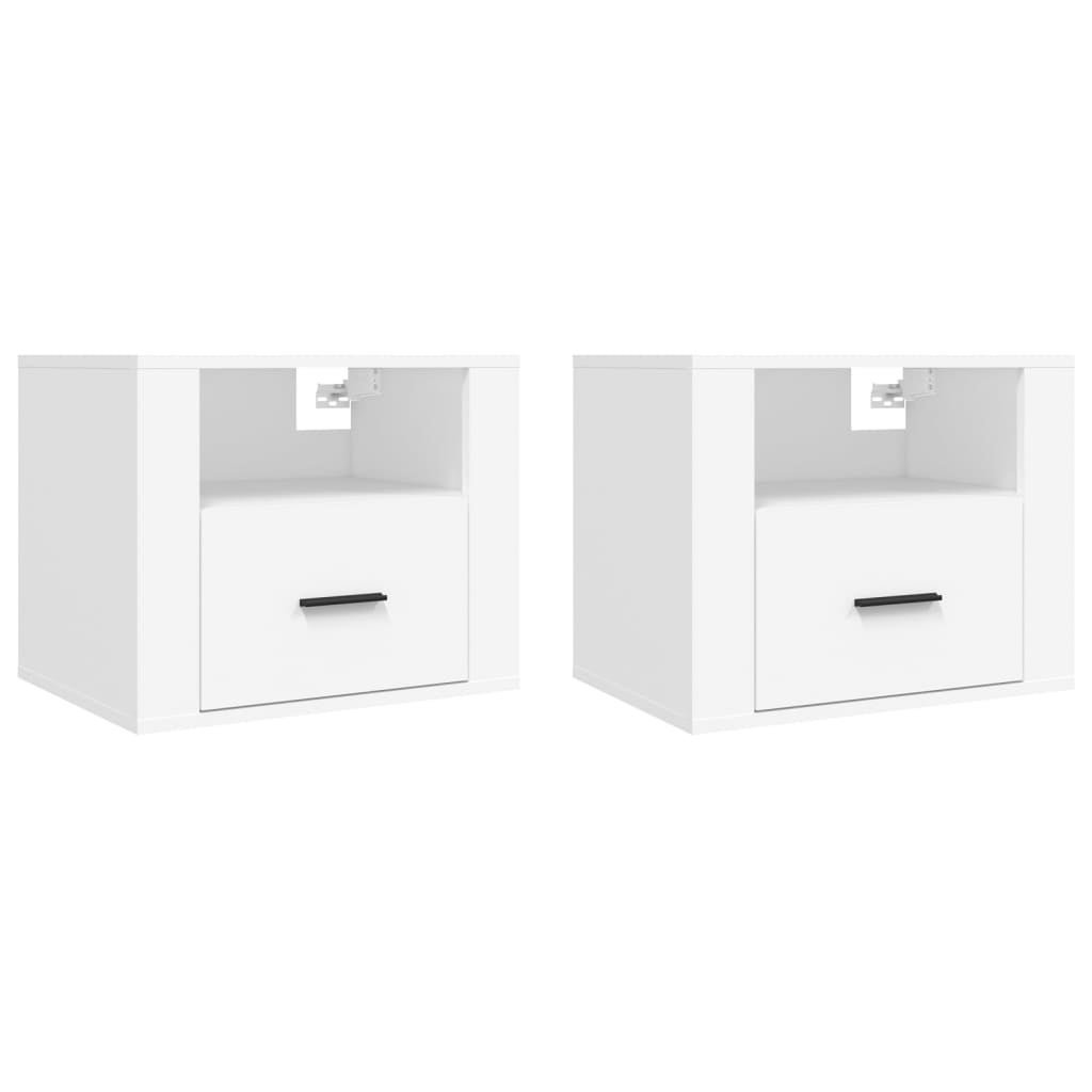 Pack de 2 Mesitas de noche de pared，Mesitas de noche flotantes，Mesilla de noche blanco 50x36x40 cm CFW57618 - 2