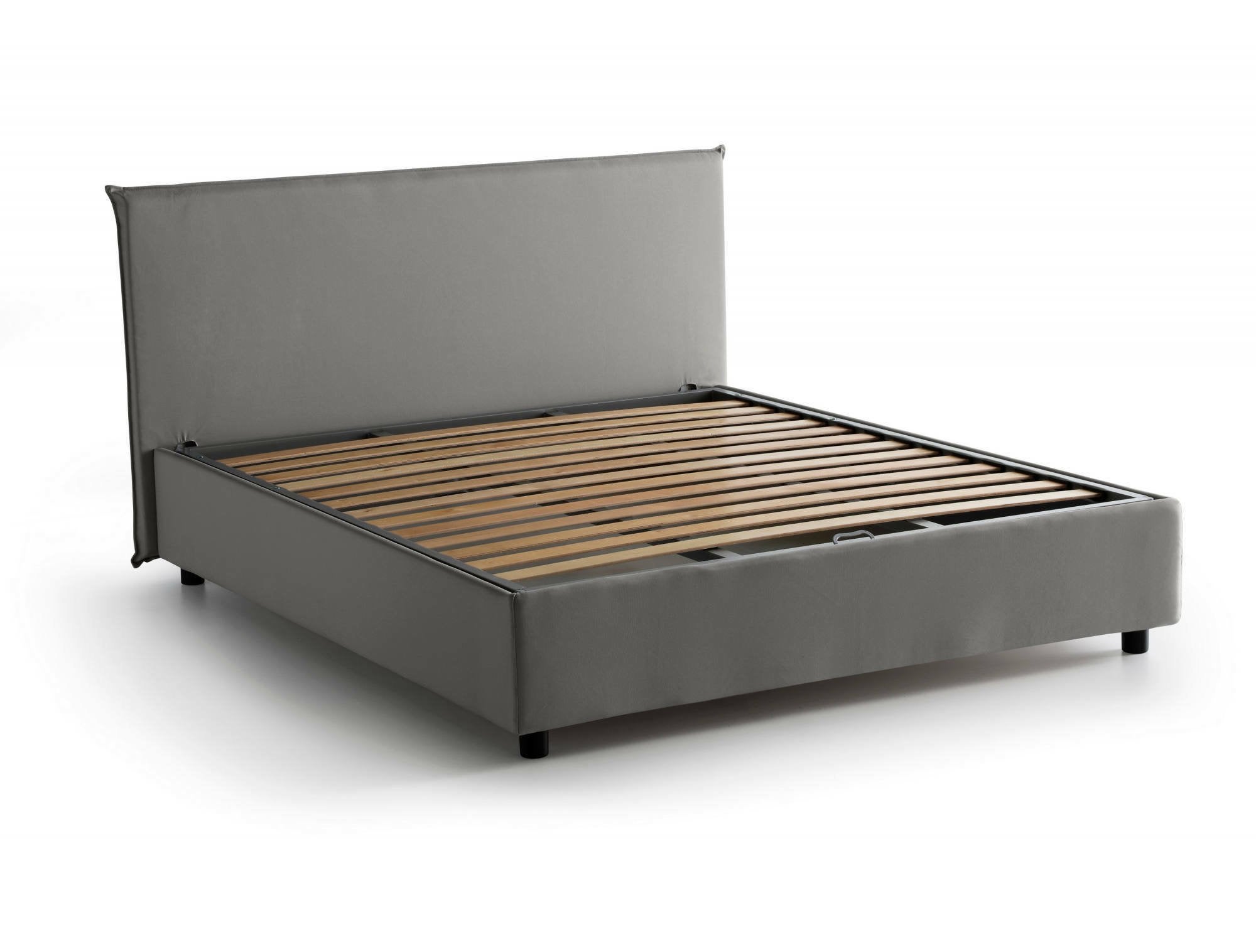 Lit double Made in Italy, déhoussable avec rangement, matelas 160x200 cm, gris - Arcan - 8