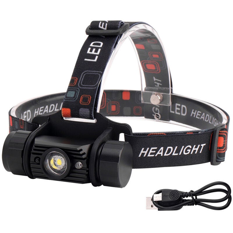 Lanternă frontală LED reîncărcabilă, 2500 lumeni, rază de acțiune de 166 m, rezistentă la apă IPX8, multifuncțională pentru sport/muncă/pescuit