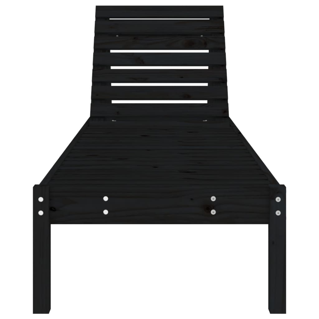 Chaises longues 2 pcs noir 199,5x60x74 bois massif de pin - 4
