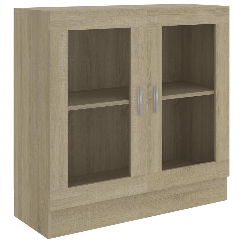 Vitrine Sonoma Gris 82,5x30,5x150 Cm - Armoire Verre Bois Ingénierie 4 Compartiments - Rangement Élégant