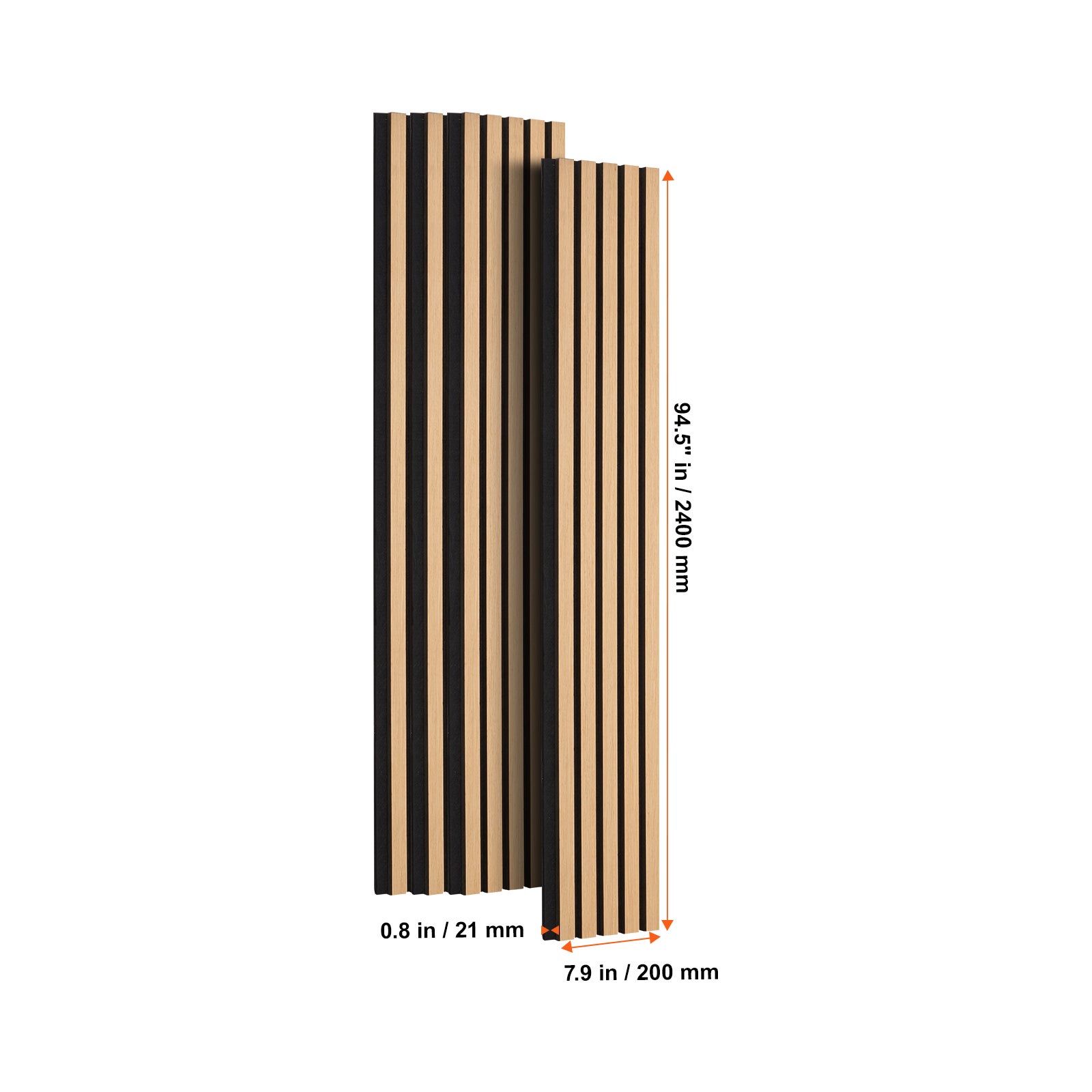 Panneaux acoustiques en lattes,SucceBuy 7,9 x 94,5 pouces,MDF pour une décoration moderne,réduction du bruit,chêne clair - 2