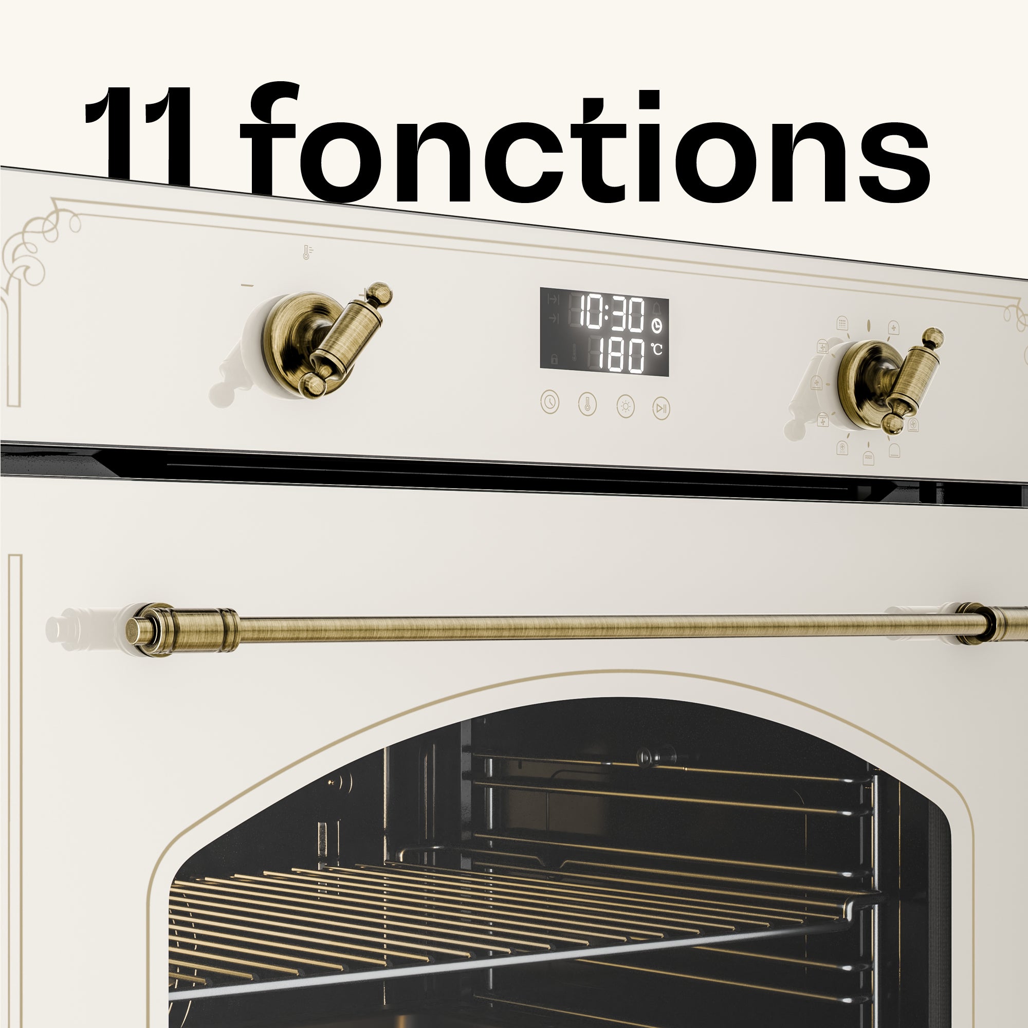 KLARSTEIN Four pyrolyse Victoria | Cuisinière électrique avec fonction pyrolyse | 3150 W | 76 l | 60 cm Beige - 3