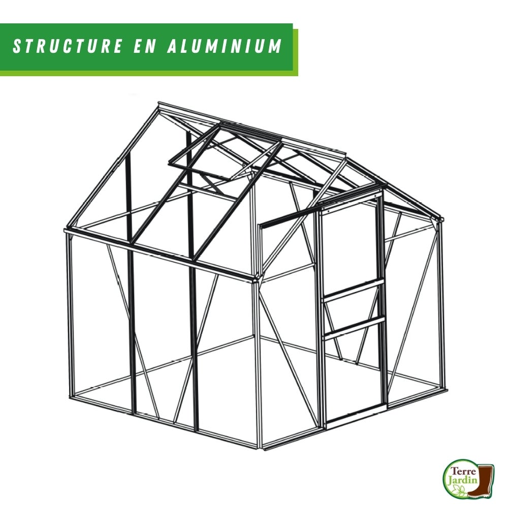 Serre fixe en Aluminium - Parois polycarbonate - 3,6 M² - 4