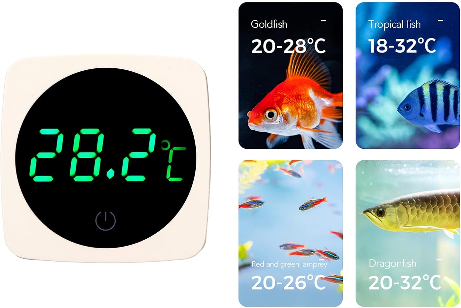 Thermomètre d'aquarium, thermomètre à Affichage numérique à LED, 0,1 ℃ Mode Tactile et Veille de Haute précision LED Thermomètre numérique - 5