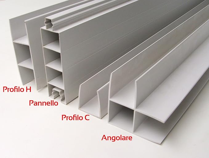 Pannelli divisori in PVC (mt 1 x 2,2 H) disponibili in H 220/300. Prezzo pannelli €75/m² N.B: Per gli accessori di complemento vai a Caratteristiche - 4