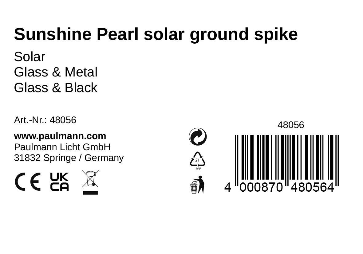 Projecteur de jardin Solaire Pearl IP44 120x800 mm 2900K 1,2lm Verre, Noir - 10
