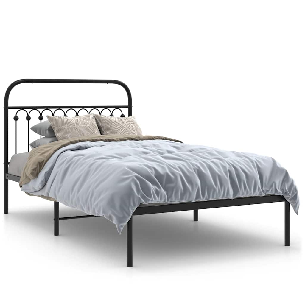 Łóżko Metalowe Czarne Rama Łóżka Ze Stelażem Do Sypialni Pokoju 107x203 cm