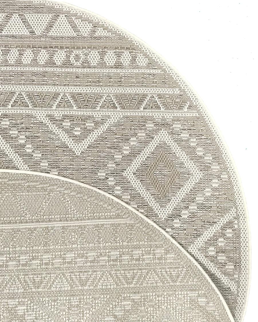Tapis Calgary tissé plat intérieur extérieur design moderne, Beige, 160 cm, rond - 4