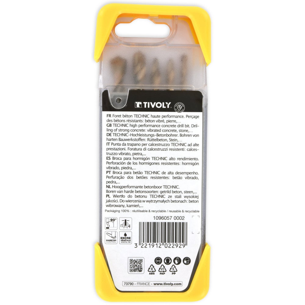 Tivoly • Coffret de 5 Forets Beton Technic Gradués contenant les Ø4-5-6-8-10mm - 4