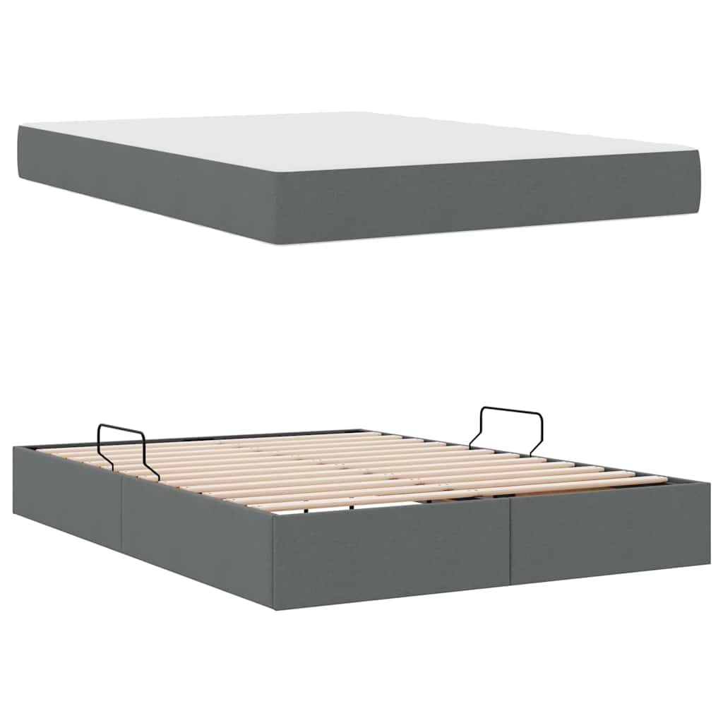 Lit avec rangement et matelas en polyester gris foncé, pour la chambre, 140 × 190 cm - 8