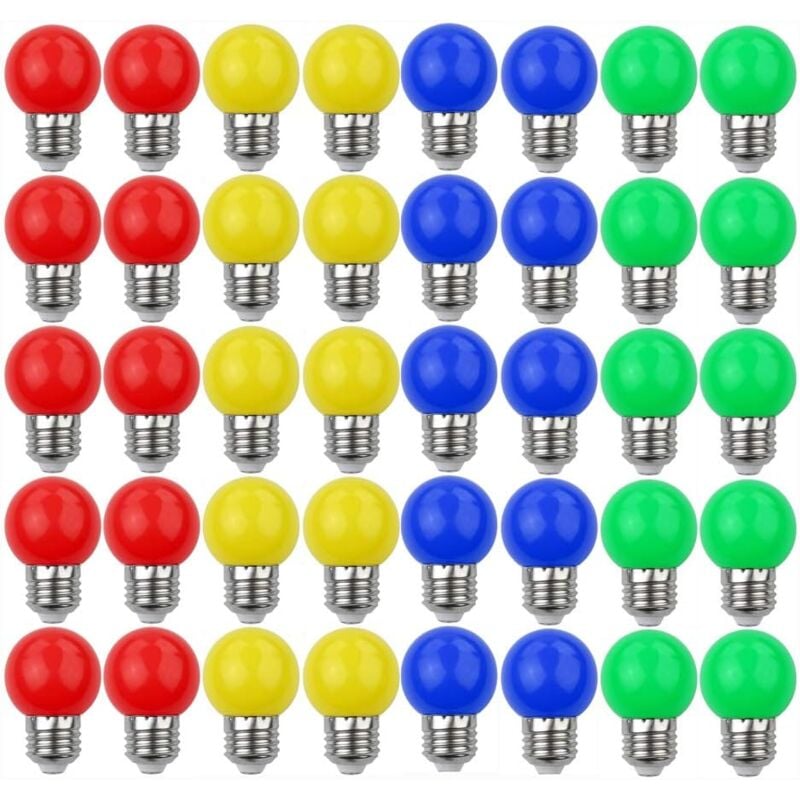 Żarówki LED E27 3W (odpowiednik 30W) – 240 lumenów, żywe kolory – Zestaw 40 sztuk, ekonomiczne oświetlenie dekoracyjne A+