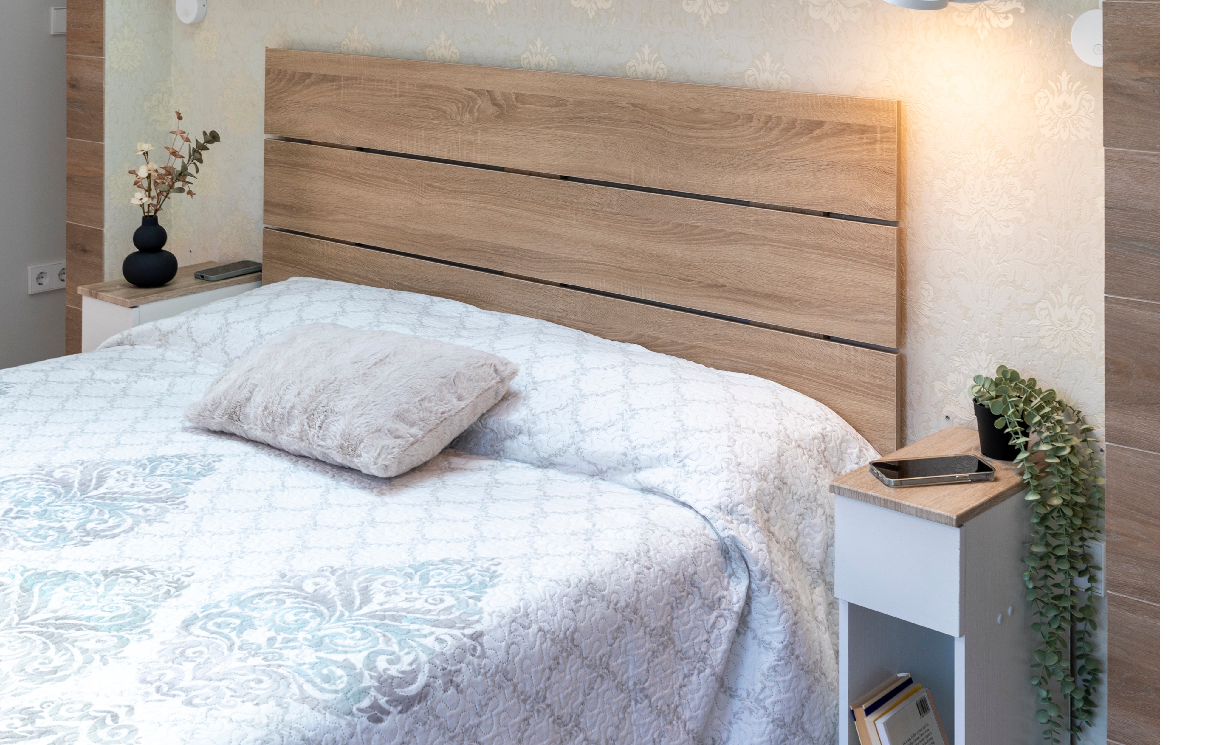 DUPI Cabecero Aitana de Madera para Cama de 150 cm – Estilo Nórdico, 160x59 cm, Fácil de Instalar – Color Taupé - 3