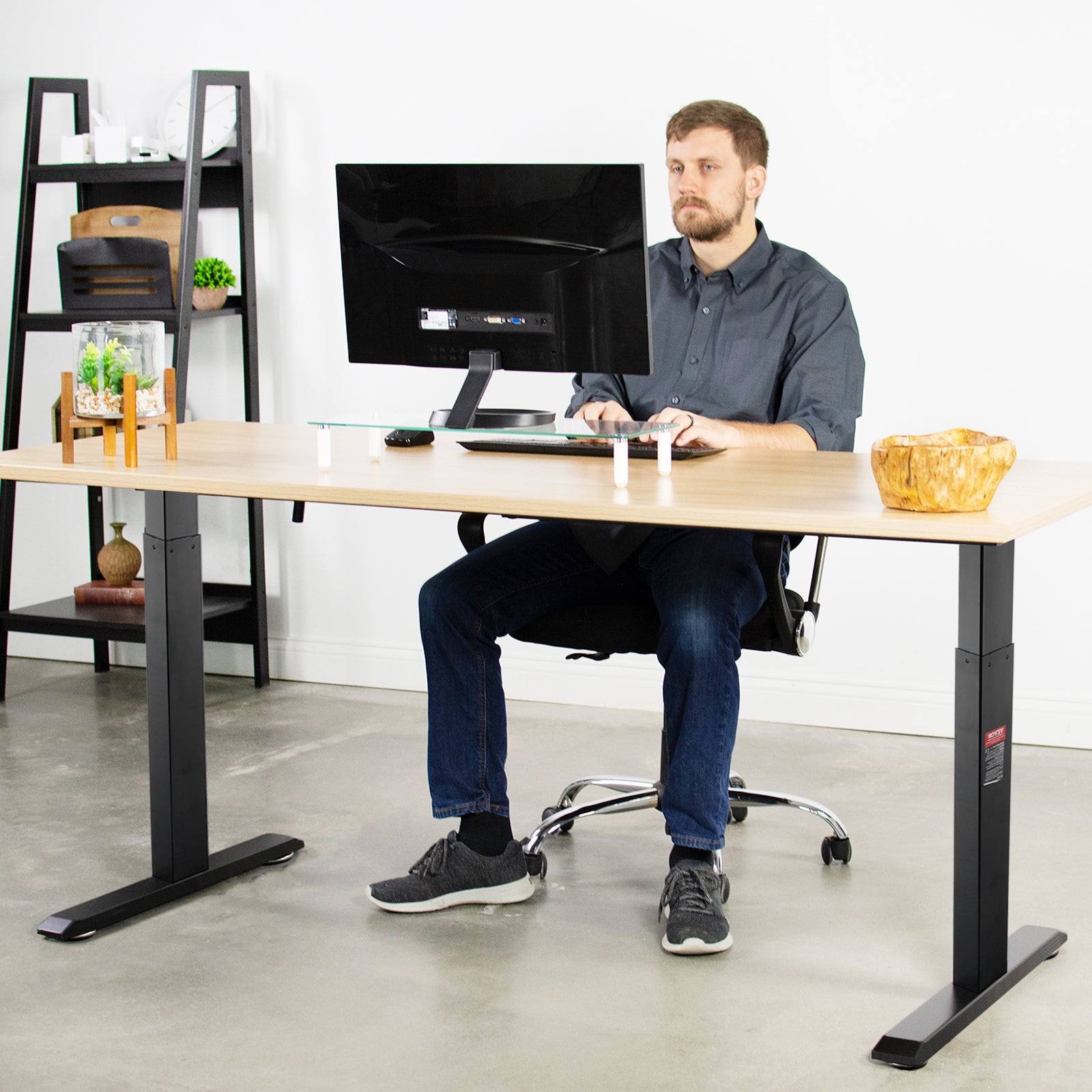 Cadre de bureau debout,hauteur réglable VEVOR 70-117 cm,pieds de bureau d'ordinateur électrique,longueur 90-135 cm,base de poste de travail noir - 8