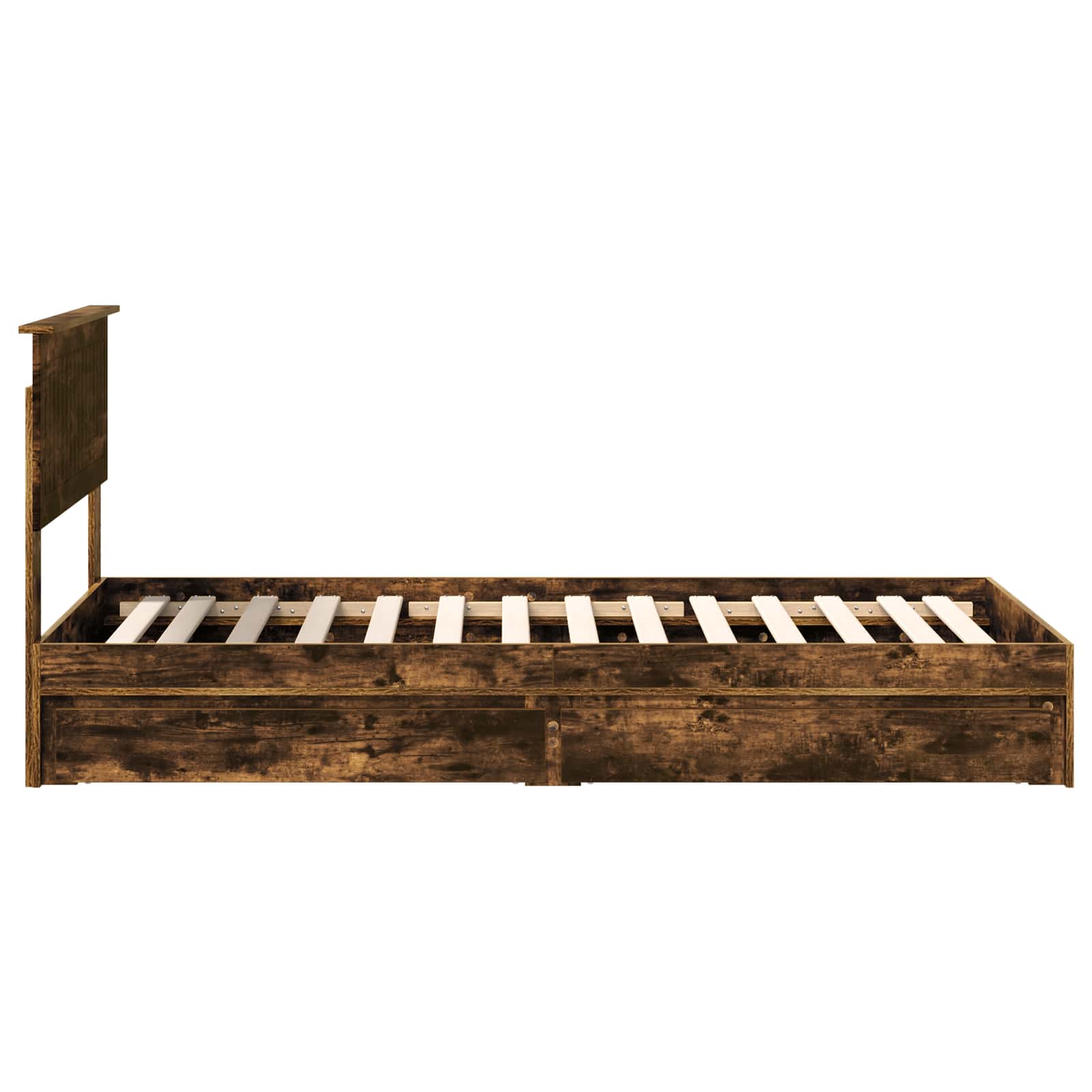 Lit de rangement chêne fumé 90 x 200 cm en panneau de bois - 9