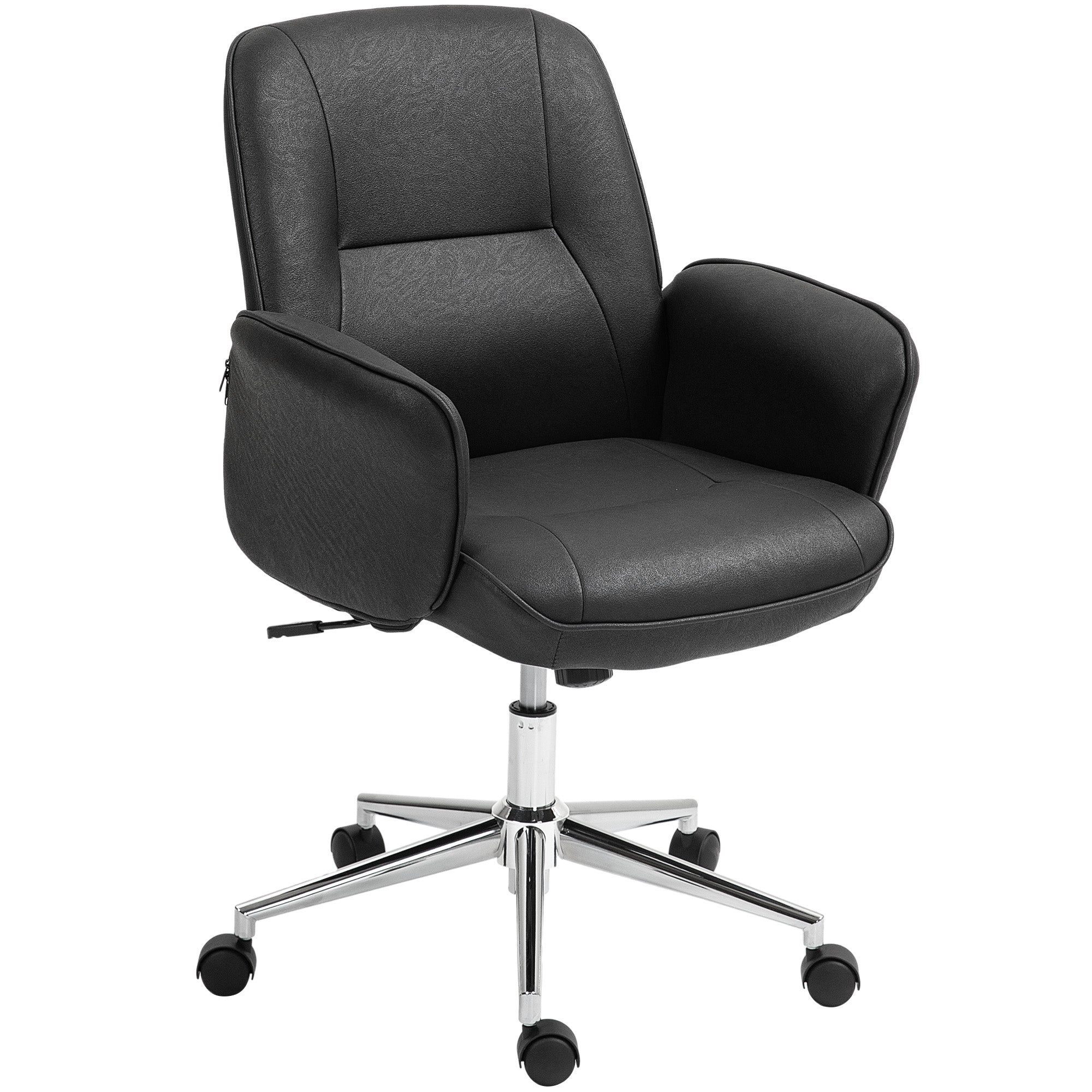 HOMCOM Chaise Bureau Ergonomique Fauteuil à Bascule Hauteur Réglable - Noir 60 X 68 X 95,5-105 Cm