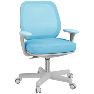 Vinsetto Sedia Ufficio Ergonomica Bianca E Azzurra - Altezza Regolabile, Braccioli Sollevabili, Girevole, Carico 136 Kg