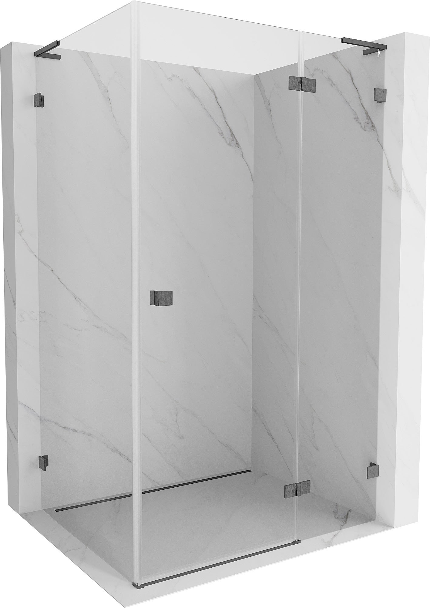 Mexen Lunar L kabina prysznicowa uchylna prawa 100 x 90 cm, transparent, gun gray szczotkowany - 834L-100-090-66-00-P