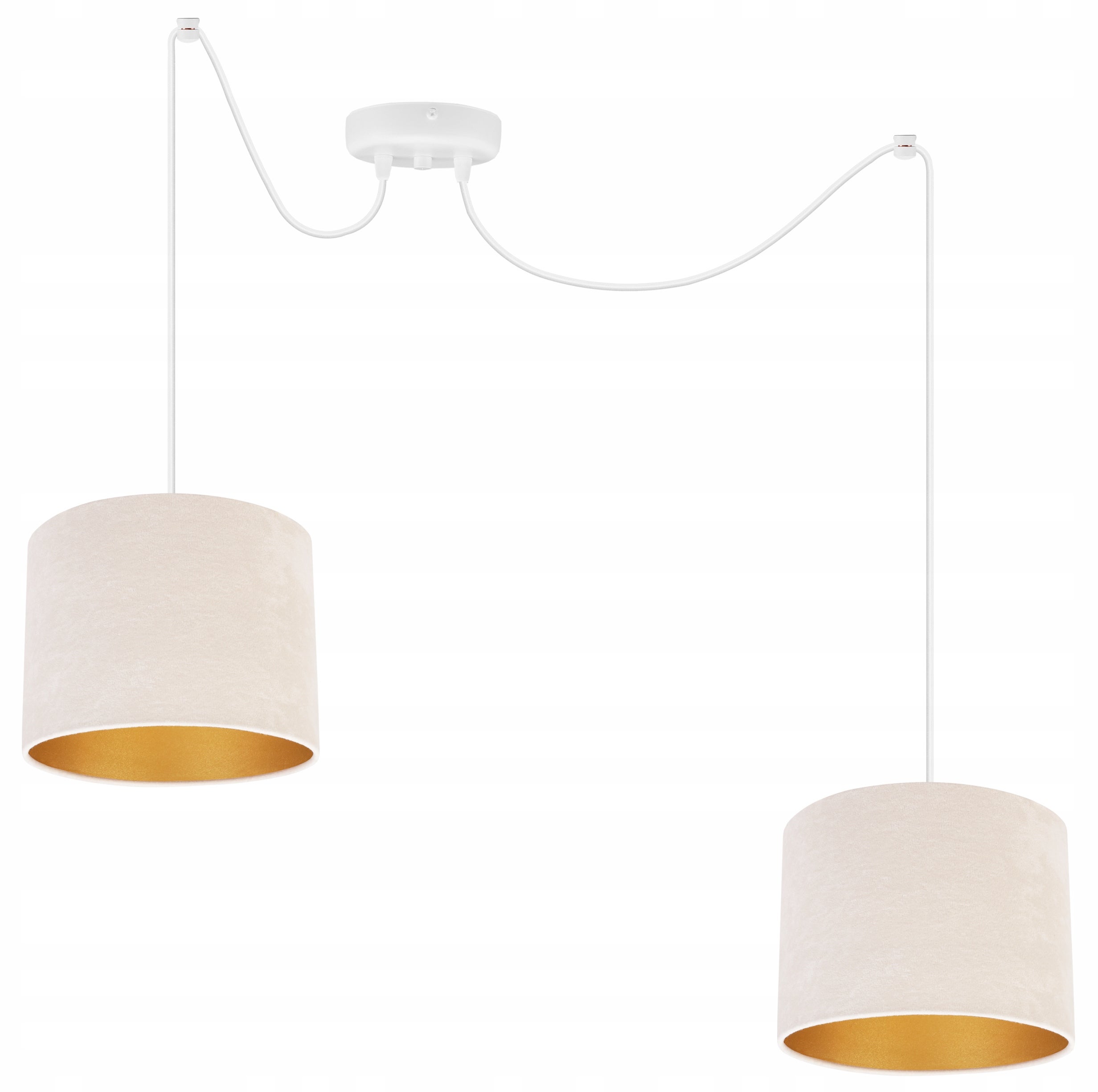Lampa sufitowa wisząca Spider Mediolan classy 2xE27 abażur walec złoto/beżowy Light Home LH
