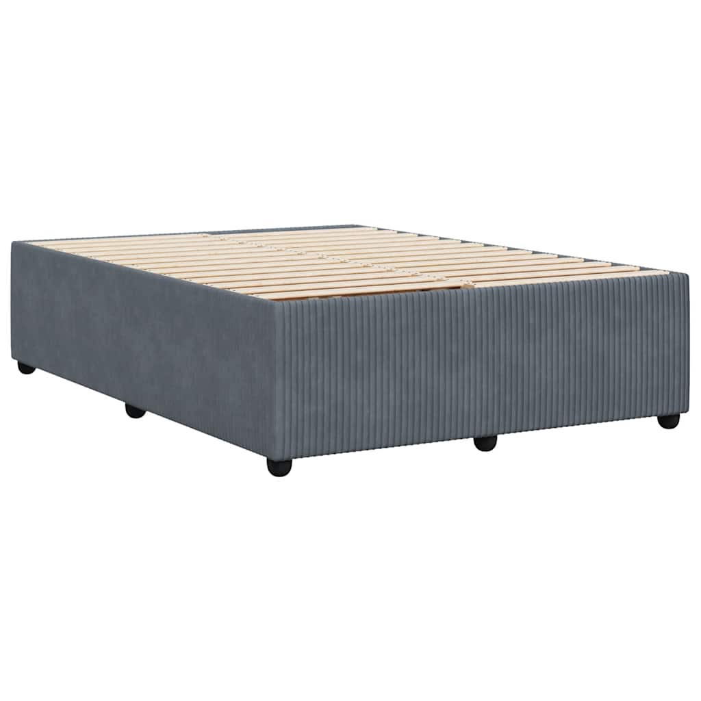 Cadre de lit sans matelas, velours, gris foncé, pour la chambre, 140 × 200 cm - 6