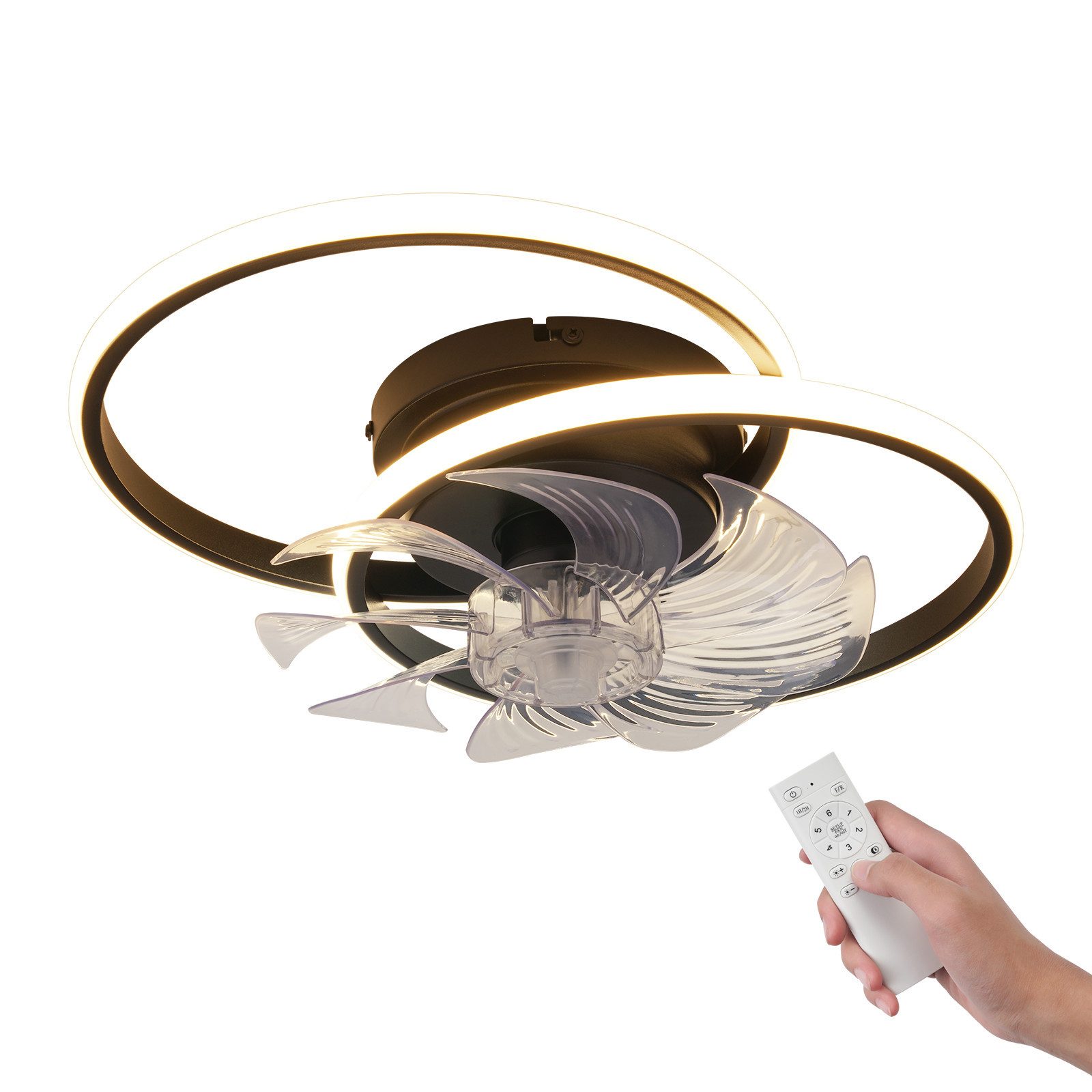 NETTLIFE Lampowentylator LED 36W Cichy, Ściemnialny 3 Barwy Światła, 6 Prędkości z Pilotem do Salonu Sypialni Kuchni Nowoczesny - 9