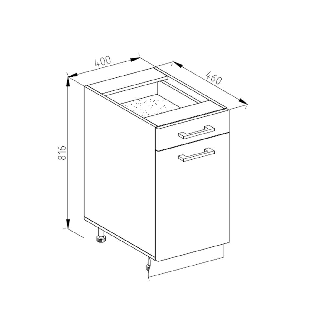 Vicco Meuble cuisine R-Line, Chêne de force doré, 40cm sans PT - 3