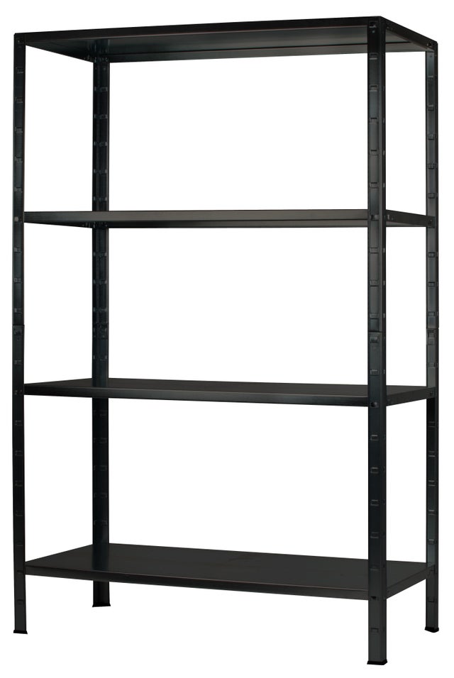 Etagère Métallique Emboîtable 4 tablettes 65 kg de charge par niveau 190 x 100 x 40 cm noir Rangement, Stockage et Etagère pour Cave, Garage et Atelie
