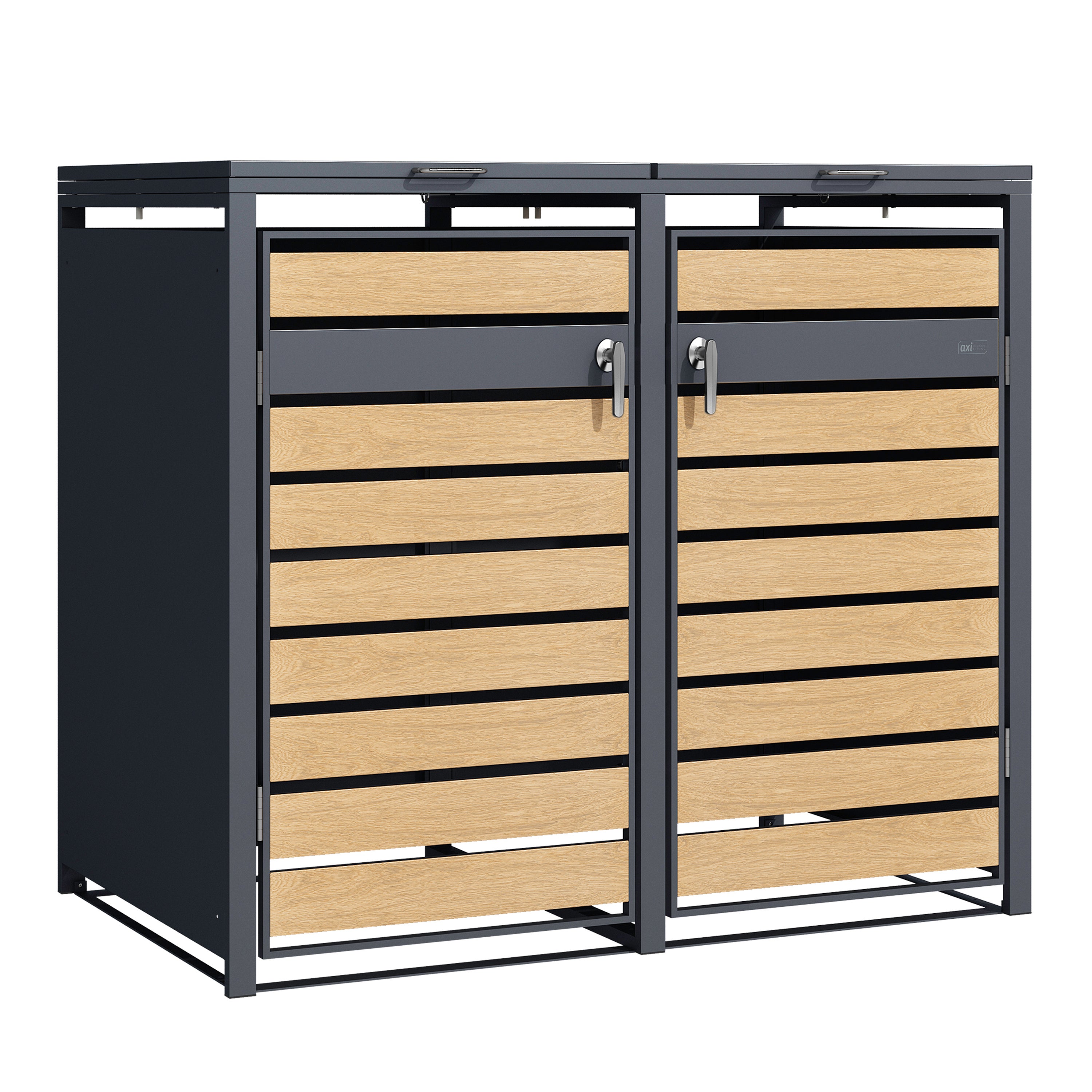 AXI Lucas Cache Poubelle Métallique Anthracite/Aspect Bois - Abri ...