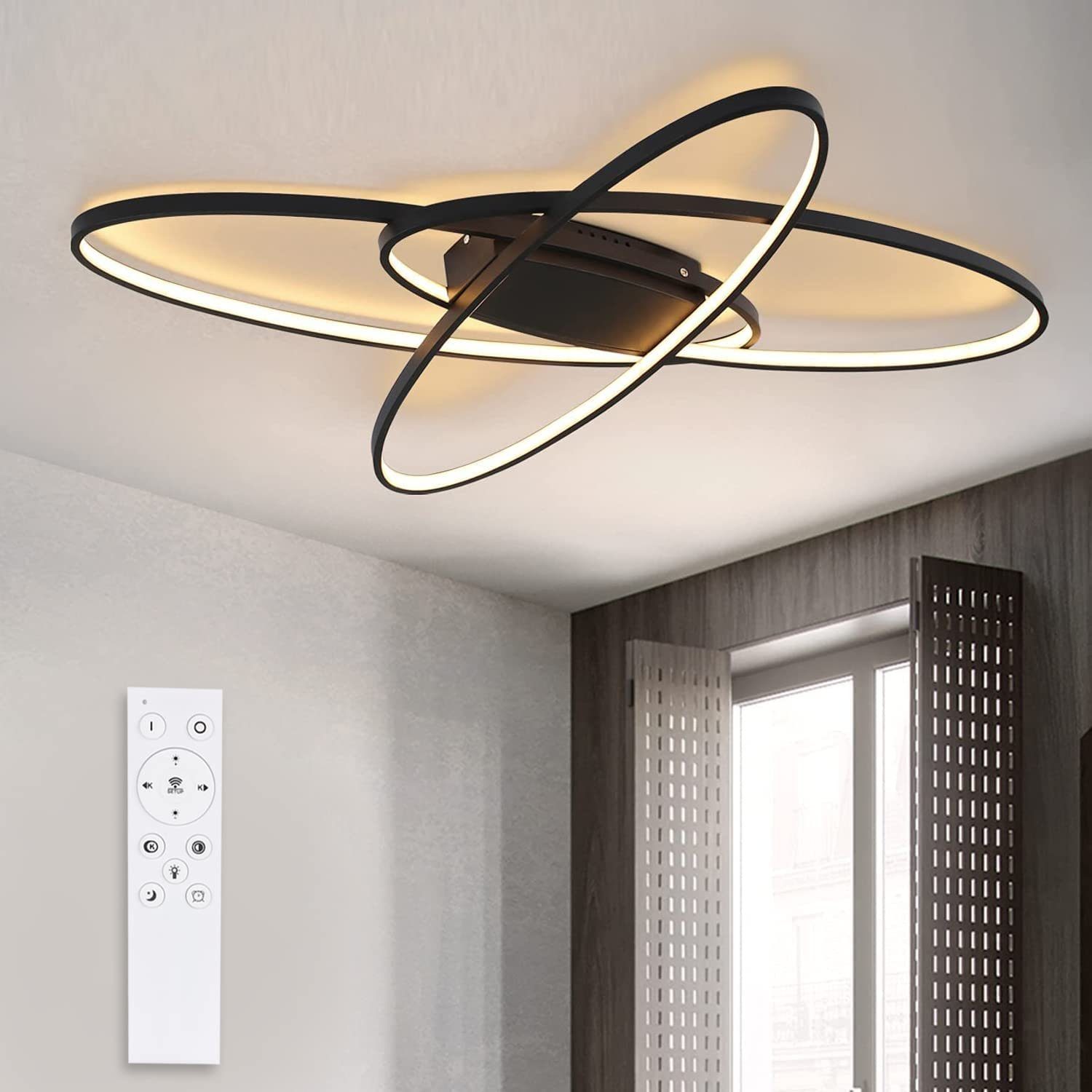 ZMH Lampa sufitowa LED do salonu z pilotem i ściemniaczem. Nowoczesna lampa sufitowa do przedpokoju.