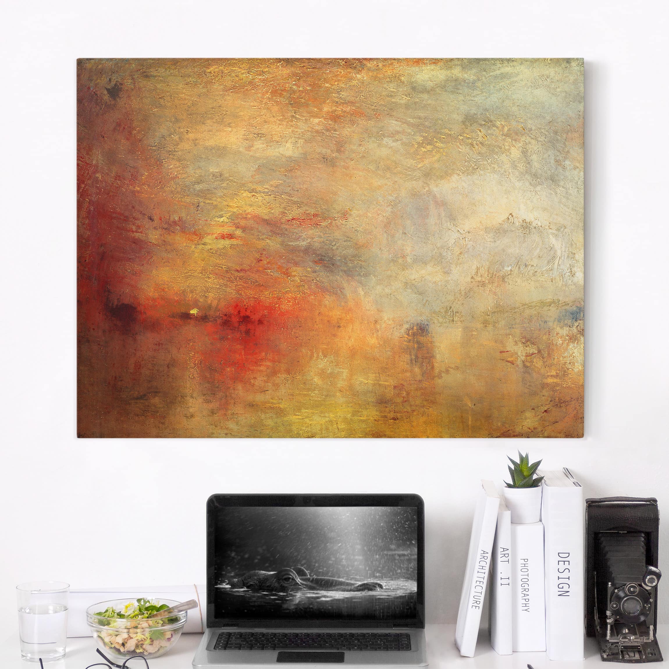 Lienzo cuadro en lienzo bastidor impresion en lienzo naranja william turner abstracto pintura 347 cocina dormitorio salón pasillo 80 x 60 cm